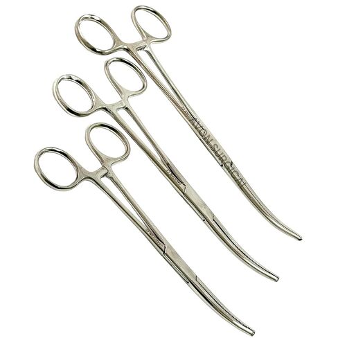 3 Pack - Hemostat Forceps Curved Serrated 6" + 8" + 10" Ratchet Locking Mechanism Clamping Tissue Forceps Ideal for Nurses, Fishing, Crafts and Hobby in Kuwait