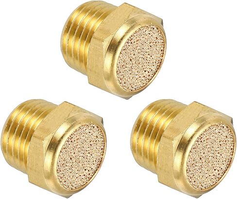 MECCANIXITY 3Pcs Air Compressor Muffler, 3/8" NPT-17mm Male Thread Sintered Bronze Exhaust for Pneumatic Tools Industrial Machinery, Flat in Saudi Arabia