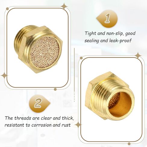MECCANIXITY 3Pcs Air Compressor Muffler, 3/8" NPT-17mm Male Thread Sintered Bronze Exhaust for Pneumatic Tools Industrial Machinery, Flat in Saudi Arabia