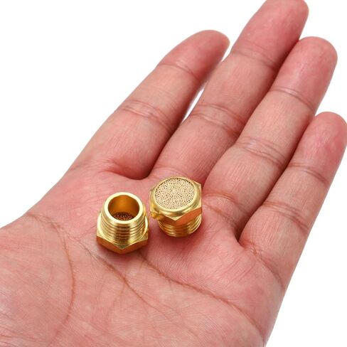 MECCANIXITY 3Pcs Air Compressor Muffler, 3/8" NPT-17mm Male Thread Sintered Bronze Exhaust for Pneumatic Tools Industrial Machinery, Flat in Saudi Arabia
