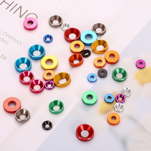 Harfington 20pcs countersunk غسالة M5 سبيكة الألومنيوم المخلوطة الغسالات ، حشيات المسمار لأجزاء الملحقات الميكانيكية ، الوردي in Saudi Arabia