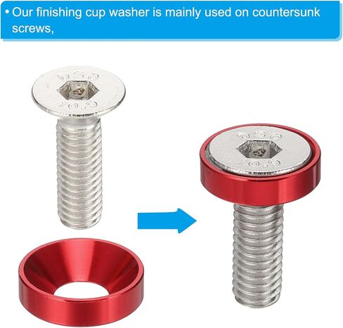 PATIKIL M8 Finish Countersunk Washer Kit, 20 Set Aluminum Alloy Flat Cup Head Screw Bolt Gasket for Mechanical Accessories Parts DIY Models, Wine Red in Saudi Arabia