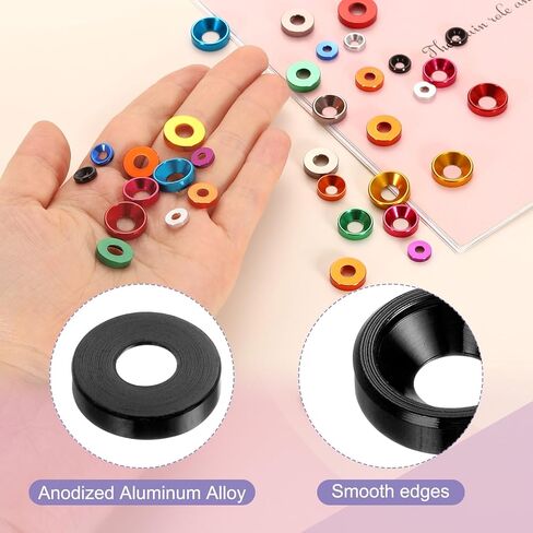 Harfington 20pcs countersunk غسالة M5 سبيكة الألومنيوم المخلوطة الغسالات ، حشيات المسمار لأجزاء الملحقات الميكانيكية ، الوردي in Saudi Arabia