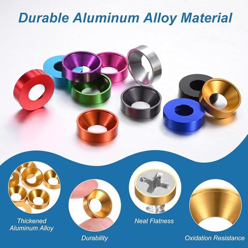 20-Pack M8 Countersunk Finish Washers, Hole Dia 0.31"/8mm Alloy Aluminum Finish Cup Washer Screw Head Gasket for Industrial/Screw RC/Car/Motorcycle/Mechanical Parts [Black] in Kuwait