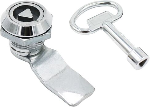 Triangular Cylinder Tubular Key Cabinet Small Flat Cam Lock Chrome Keyed Latch Tongue A6301 1Pcs(32mm) in Saudi Arabia