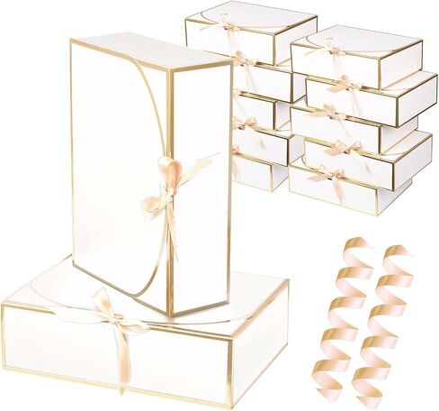 10 Pack Gold Foil Large Gift Boxes with Lids, 12.6x9.8x3.1 Inch Luxury Bridesmaid Proposal Box, Black Gift Boxes for Presents, Wedding, Baby Shower, Birthday Party in Kuwait