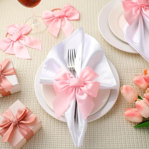 25 Pcs Pink Bow Napkin Ring Set Bow Velvet Napkin Holder 3.5 x 4 Inch Coquette Buckles Table Decoration for Wedding Anniversary Dinner Banquet Birthday Bachelorette Party Supplies in Saudi Arabia