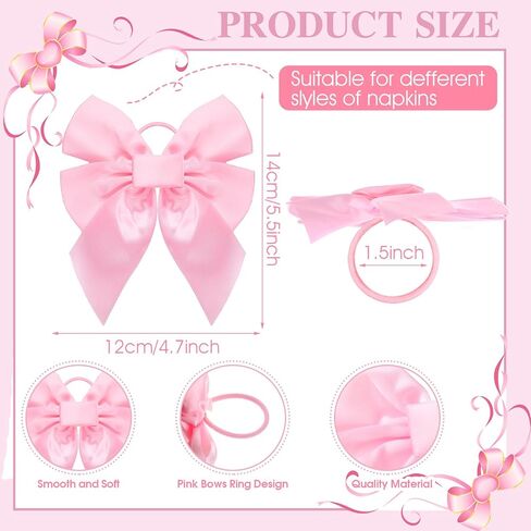 25 Pcs Pink Bow Napkin Ring Set Bow Velvet Napkin Holder 3.5 x 4 Inch Coquette Buckles Table Decoration for Wedding Anniversary Dinner Banquet Birthday Bachelorette Party Supplies in Saudi Arabia