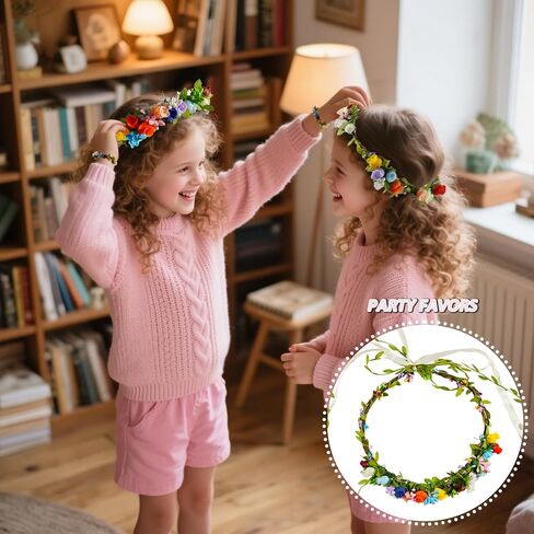 Timlotti Flower Crowns Kit for Girls DIY Fairy Crown Crafts 30 Sets Flower Headband Making Kit with Berries and Ribbons Making Your own Garland Wreath Gift for Girls Teens Women (Blooming Rose) in Saudi Arabia
