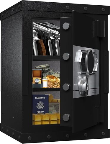 Home Safe box with Smart Alarm System and Silencing Biometric Safe, 2.7 Cubic Feet small safes for home, 16.53 X 14.17 X 20.47 Inches. in Kuwait