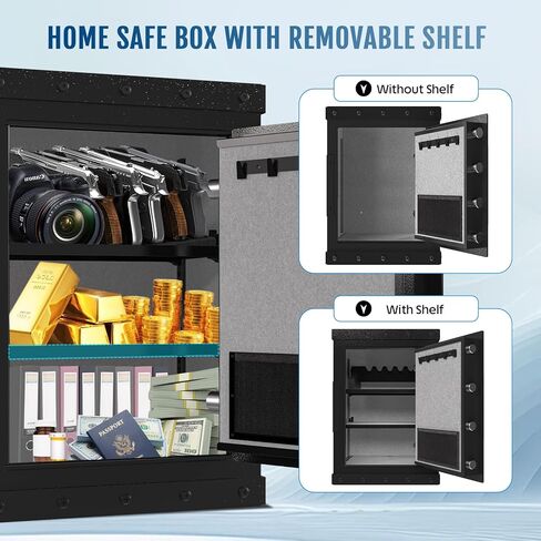 Home Safe box with Smart Alarm System and Silencing Biometric Safe, 2.7 Cubic Feet small safes for home, 16.53 X 14.17 X 20.47 Inches. in Kuwait