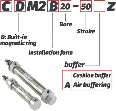 Pneumatic Air Cylinder Standard Type Double Acting CDM2B20-25 CM2B20-50 CDM2B25-75 CDM2B25-100 CM2B25-100 CDM2B32-150(175Z,CM2B20) in Saudi Arabia