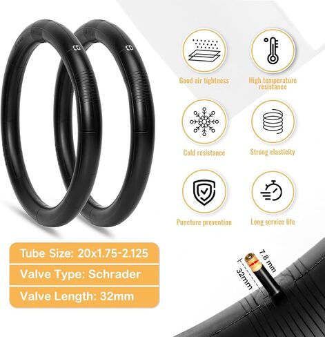 Hycline Mountain Bike Tires Set: 2-Pack 20/24/26x2.125 Inch Folding Replacement High-Density Bicycle Tires and Pair Inner Tubes with Tire Levers Compatible for Street & Off-Road Riding in Saudi Arabia