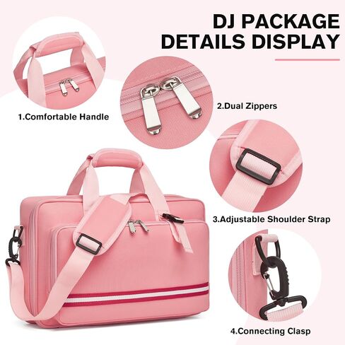 DJ Controller Case Soft Pated Carriyng Bage متوافق مع DDJ 200 / FLX2 / WEGO3 / AKAI MK3 / MASCHINE MIKRO MK3 / DJ Control INPULSE 200 / Starlight / Party Mix 2 / DJ2GO2 Touch (Pink) in Saudi Arabia