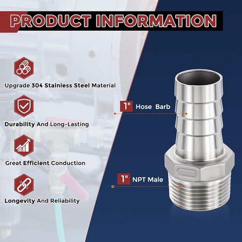 Pack of 2 Stainless Steel Hose Barbs Fittings 3/8" Hose Barbs to 1/8" NPT Male Fittings in Saudi Arabia