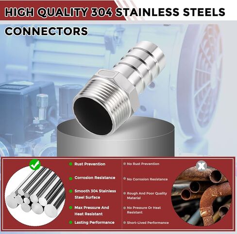 Pack of 2 Stainless Steel Hose Barbs Fittings 3/8" Hose Barbs to 1/8" NPT Male Fittings in Saudi Arabia