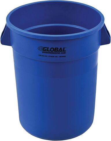 Global Industrial Commercial Round Trash Can, 32 Gallon Capacity, Plastic Garbage Can, Indoor and Outdoor Utility Trash Can, Blue, 21-3/4"W x 27-1/2"H, No Lid in Saudi Arabia