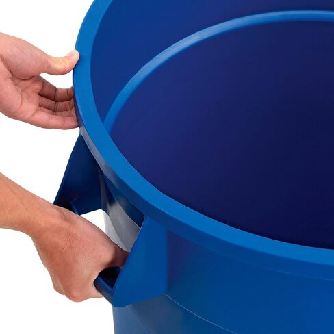 Global Industrial Commercial Round Trash Can, 32 Gallon Capacity, Plastic Garbage Can, Indoor and Outdoor Utility Trash Can, Blue, 21-3/4"W x 27-1/2"H, No Lid in Saudi Arabia