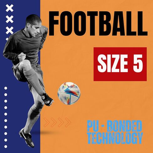 Thermo Bonded Polyurethane Soccer Ball Size 5 – Professional Grade PU Material, USA Quality Outdoor Sports, Premium Size 5 Soccer Ball for Training & Competitive Matches in Kuwait