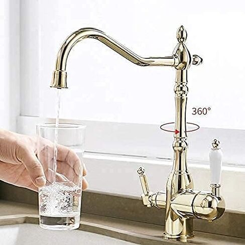 Gold Kitchen Faucets Mixer Drinking Water Filtered Kitchen Tap 360 Rotation Mixer Tap Purification Kitchen Crane Tap(Brass) in Saudi Arabia