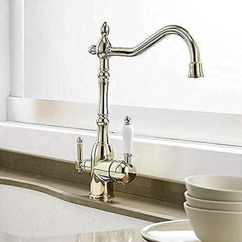 Gold Kitchen Faucets Mixer Drinking Water Filtered Kitchen Tap 360 Rotation Mixer Tap Purification Kitchen Crane Tap(Brass) in Saudi Arabia