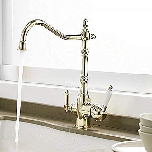 Gold Kitchen Faucets Mixer Drinking Water Filtered Kitchen Tap 360 Rotation Mixer Tap Purification Kitchen Crane Tap(Brass) in Saudi Arabia