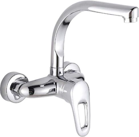 Hanging into The Wall Copper Body Hot and Cold Mixing Valve Double Hole Single Handle Kitchen Sink Balcony Laundry Mop Pool Faucet Basin Faucet Chrome Faucet,B(A) in Saudi Arabia