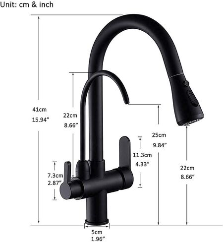 رافعة أسود غير لامع للمطبخ سحب الرش 360 مرشح مياه الدوران الصنب in Kuwait