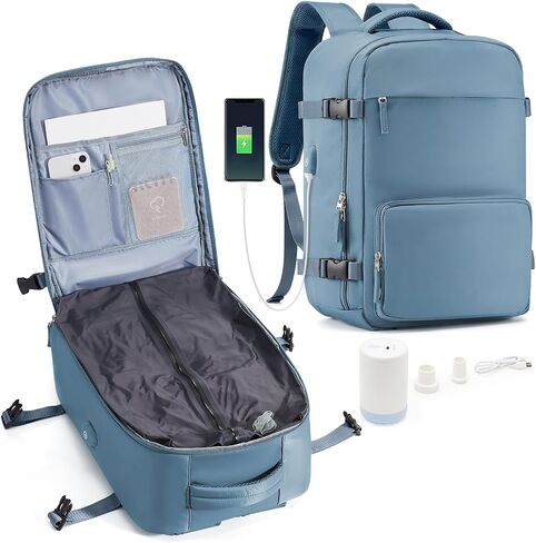 Large Vacuum Seal Compression Travel Backpack for Women Men Airback Vacpack Travel Vacuum Bags with Pump Laptop Backpack with Shoe Compartment Carry On Suitcase Luggage Flight Approved Grass Green in Saudi Arabia
