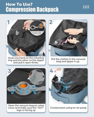 Large Vacuum Seal Compression Travel Backpack for Women Men Airback Vacpack Travel Vacuum Bags with Pump Laptop Backpack with Shoe Compartment Carry On Suitcase Luggage Flight Approved Grass Green in Saudi Arabia