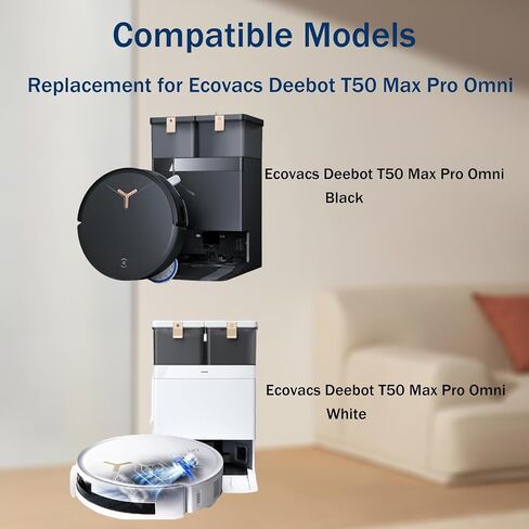 18 Pack Replacement Accessories Kit for Ecovacs Deebot T50 Max Pro Omni Vacuum Cleaner, 2 Main Brush+ 2 Hepa Filters+ 6 Mop Pads+ 4 Vacuum Bags+ 4 Side Brushs in Saudi Arabia