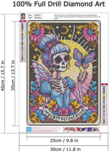 wavaiov 5D Skull Diamond Painting Kits for Adults, Skeleton Diamond Art Kits for Beginner, DIY Round Full Drill Diamond Paint by Diamonds Gem Art for Home Decor 12x12In in Saudi Arabia