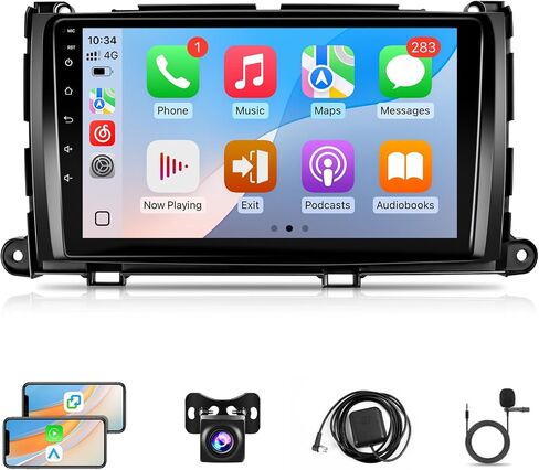 ستيريو Radio Android Car Radio لـ Toyota Sienna 2011 2012 2013 2014 Carplay Wireless Android Auto - Leadfan 9 Inch IPS Touch Screen for Sienna Head Unit Bluetooth/FM/GPS/WiFi/SWC/split in Kuwait