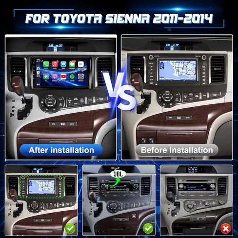 ستيريو Radio Android Car Radio لـ Toyota Sienna 2011 2012 2013 2014 Carplay Wireless Android Auto - Leadfan 9 Inch IPS Touch Screen for Sienna Head Unit Bluetooth/FM/GPS/WiFi/SWC/split in Kuwait