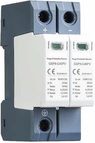 جهاز arrester GSP9 2P Solar PV Low Voltage SPD DIN RAIL DC 600V 1000V 20KA-40KA RESTRENG Lightning Protector SPD DC (الحجم: 2P 600VDC) in Kuwait