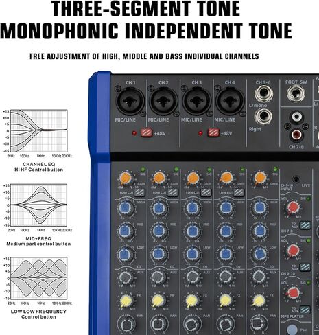 خلاط DJ ، خلاط استوديو Bluetooth Sudio 10-channel ، الخلاط ، XLR Microphone Jack Professional مع 99 DSP Effec in Kuwait
