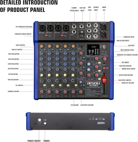خلاط DJ ، خلاط استوديو Bluetooth Sudio 10-channel ، الخلاط ، XLR Microphone Jack Professional مع 99 DSP Effec in Kuwait