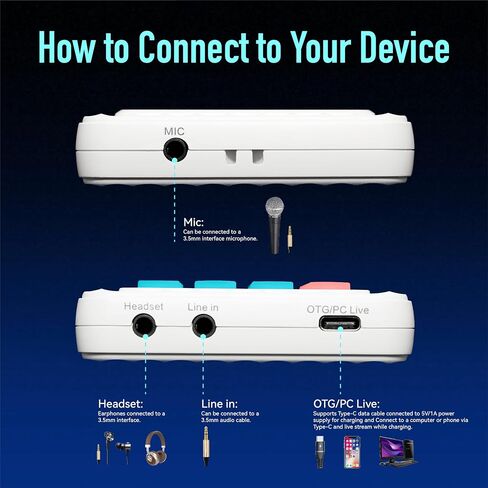 HICALL M01 MINCING CONSOLE SOUND CARD-4-Voice Changer مع تقليل ضوضاء الذكاء الاصطناعي ، 6 منصات صوتية مخصصة ، بطارية 600 مللي أمبير في الساعة ، للبث والألعاب والبودكاست in Saudi Arabia