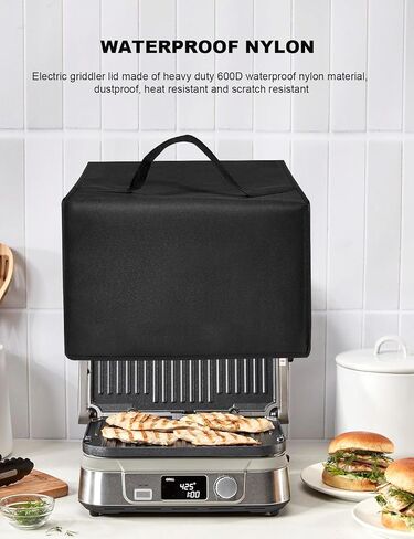 غطاء صانع شطيرة Panini Press Lid غطاء غبار نايلون مقاوم للحرارة من أجل Cuisinart Panini Press GR-4NP1 الشبكات الكهربائية/GR-5BP1 الشبكات الكهربائية (أسود) in Saudi Arabia