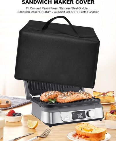 غطاء صانع شطيرة Panini Press Lid غطاء غبار نايلون مقاوم للحرارة من أجل Cuisinart Panini Press GR-4NP1 الشبكات الكهربائية/GR-5BP1 الشبكات الكهربائية (أسود) in Saudi Arabia