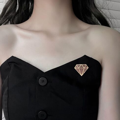 Sparkling Diamond Shape Brooch Pins Cubic Zirconia Crystal Rhinestone Lapel Collar Suit Dress Hat Badges Clothes Accessories Dainty Wedding Party Holiday Boutonniere Jewelry for Women Bride in Saudi Arabia