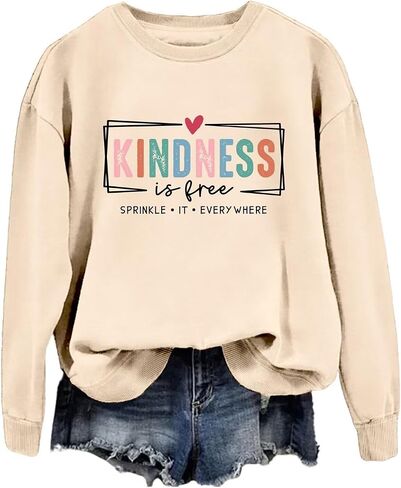 Kindness is Free Sweatshirt Women Be Kind Crewneck Teacher Sweat Shirts Vintage Graphic Mental Health Pullovers Top in Kuwait