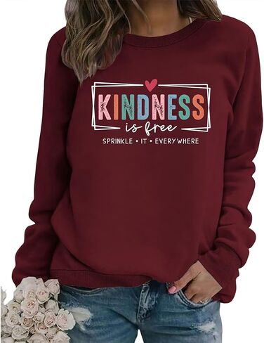 Kindness is Free Sweatshirt Women Be Kind Crewneck Teacher Sweat Shirts Vintage Graphic Mental Health Pullovers Top in Kuwait