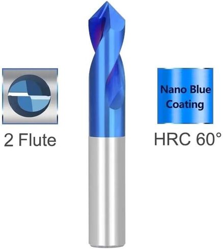2-12mm Shank Spot Drill 90 Degrees Chamfer Mill Stub Starting Location Center Bit CNC Router Bit Milling Cutter Carbide End Mill(NANO BLUE Coated,12x12x75L) in Kuwait