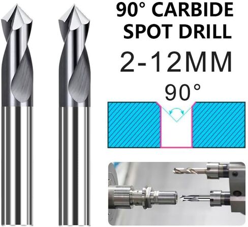 2-12mm Shank Spot Drill 90 Degrees Chamfer Mill Stub Starting Location Center Bit CNC Router Bit Milling Cutter Carbide End Mill(NANO BLUE Coated,12x12x75L) in Kuwait