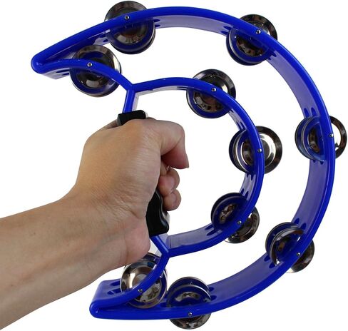 YMC Half Moon EZ Grip Tambourine 20 Jingles Metal Jingles Hand Held Percussion - Pink in Kuwait