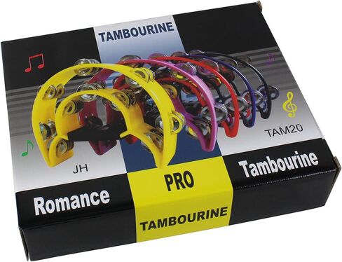 YMC Half Moon EZ Grip Tambourine 20 Jingles Metal Jingles Hand Held Percussion - Pink in Kuwait