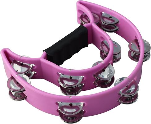 YMC Half Moon EZ Grip Tambourine 20 Jingles Metal Jingles Hand Held Percussion - Pink in Kuwait