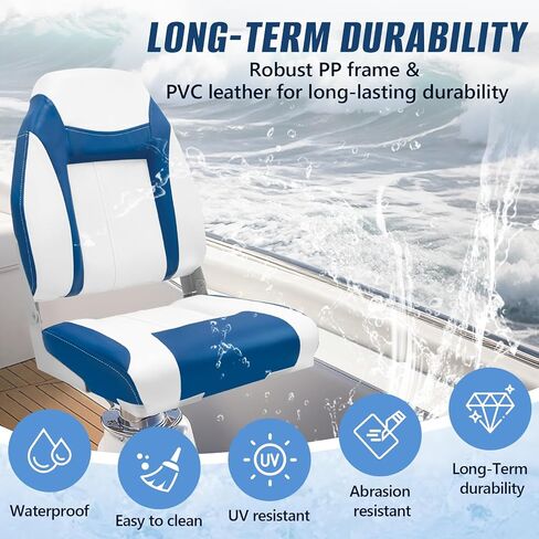 High Back Boat Seat, Fold Down Fishing for Yachts, Bass, Folding Design for Easy Storage,Heavy Duty Boat Bench Seat in Saudi Arabia