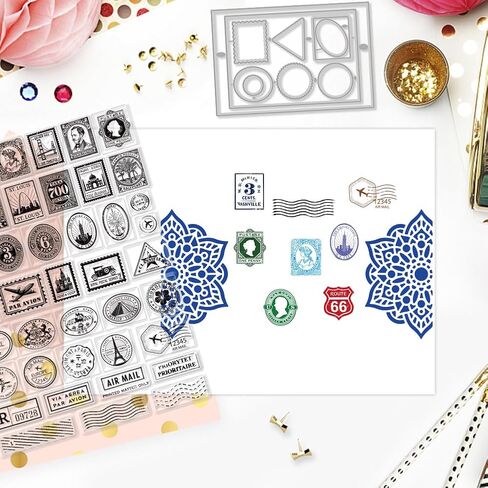 GLOBLELAND Vintage Key and Typewriter Clear Silicone Stamp Metal Coffee Stain Cutting Die Cuts Layering Retro Lamp PET Paint Craft Stencils for Card Making Scrapbooking Craft DIY Embossing in Saudi Arabia